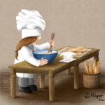 I love to bake French baguettes. So, of course, my Gnome Chef feels the same.
