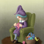 I remember with fondness a kind friend who loved to knit. Creating this Gnome in her memory made me smile.
