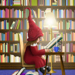 As a child, I spent many hours in the library with my mom, a research librarian. I loved it. My Gnome Librarian is a tribute to that time … and to Mom.
