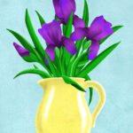 Irises In A Yellow Pitcher
